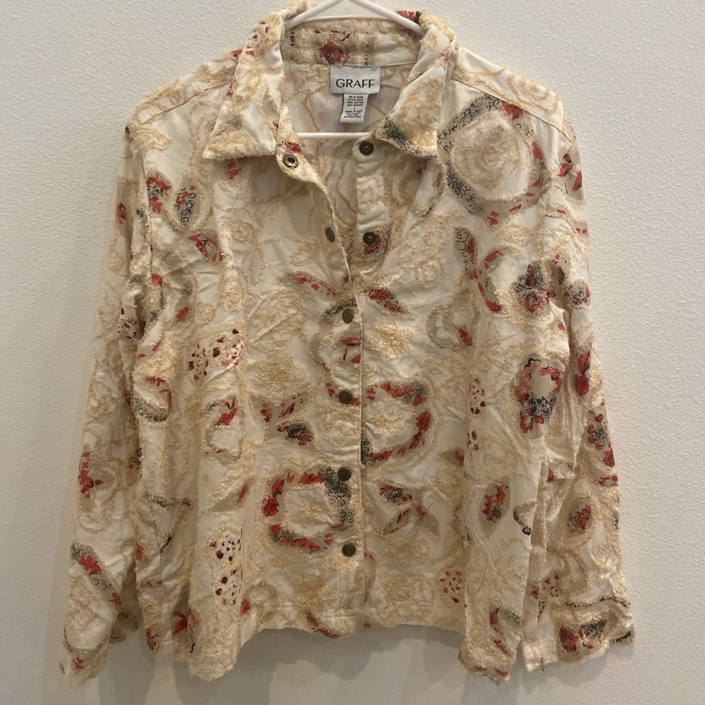 Graff Button-Up Textile Floral Pattern Jacket - image 1